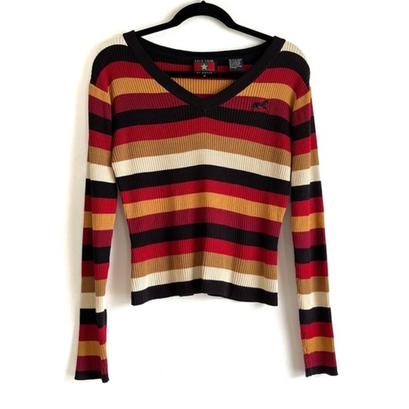 Five Star by Roper Striped V-Neck Sweater FLAWED Size Small - Picture 8 of 8